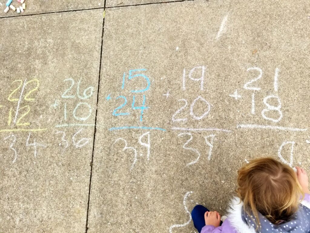 Math outdoors with chalk.