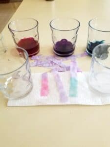 Science experiment with ph testing. testing with previously made ph strips