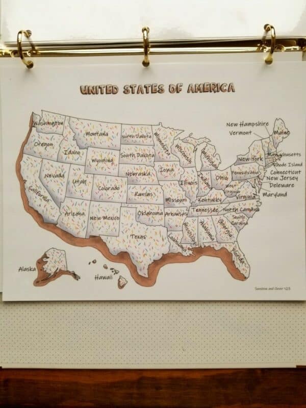 Donut themed map of the United States.