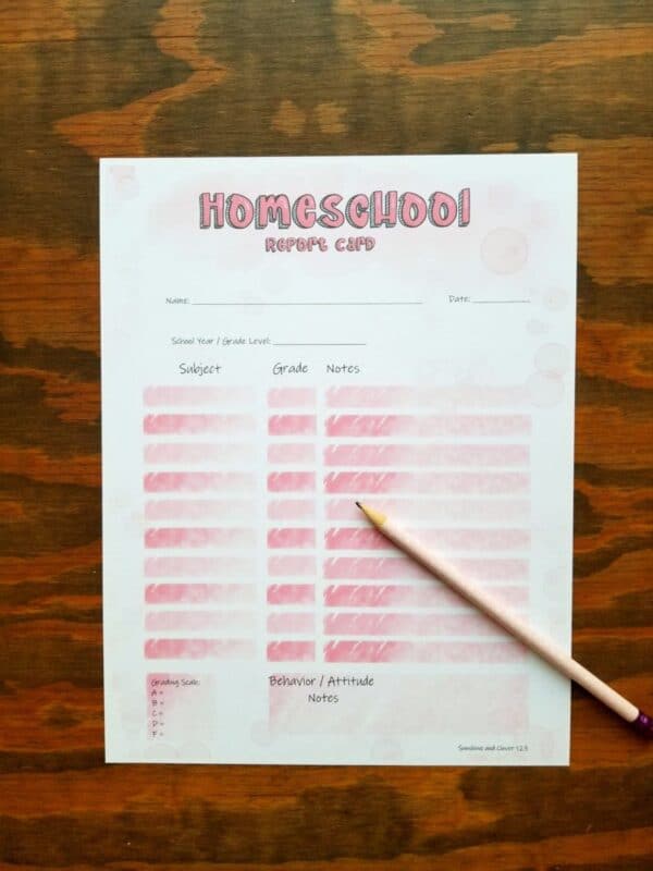 Report card for homeschoolers comes in a pink bubblegum theme.