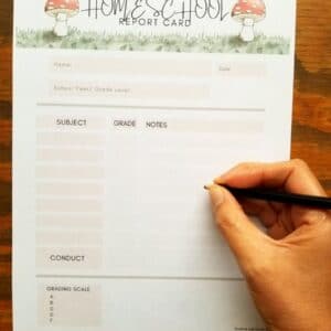 printable homeschool report card