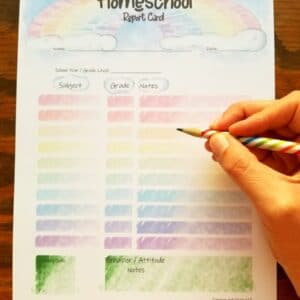 rainbow themed academic progress sheet for homeschoolers.