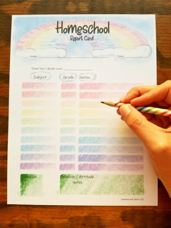 rainbow themed academic progress sheet for homeschoolers.