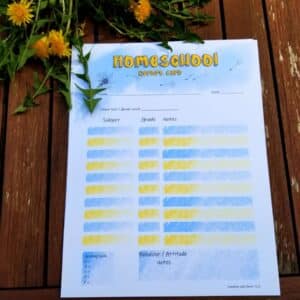 Printable homeschool report card in dandelion flower theme