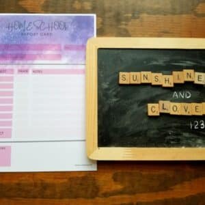 Printable homeschool report card made with galactic design and pink accenting throughout.