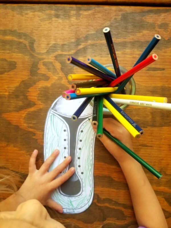 White sneaker can be colored to your child's preference.