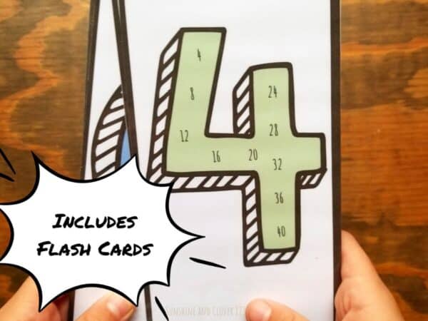 Skip counting bundle includes skip counting flashcards for repeated practice. Flash cards have a large colorful number that you will be skip counting by with the numbers to skip count each number by.