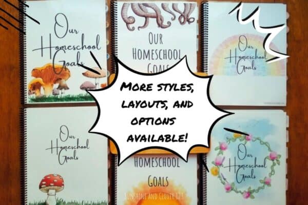 More styles and layouts of homeschool planners are available in the Sunshine and Clover 123 shop.