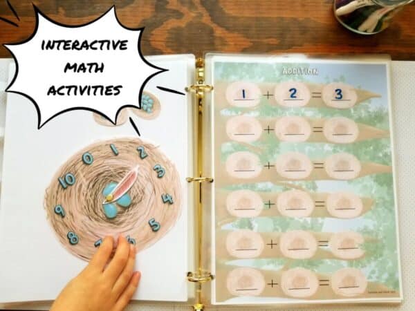 Printable addition and subtraction worksheets includes a game where you spin the bird nest spinner to create your equations. Spring bird nest theme.