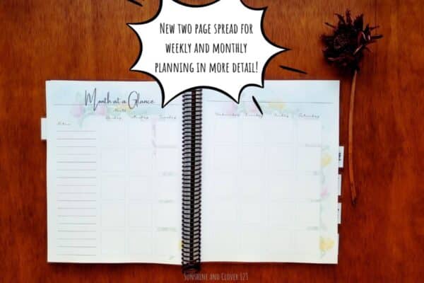 Homeschool planner is now expanded and includes a 2 page layout for weekly and monthly planning sections as well as a monthly budget tracker, habit tracker, refection sheets, alternate unit studies planning pages, in addition to the original pages. Planner comes in flower theme.