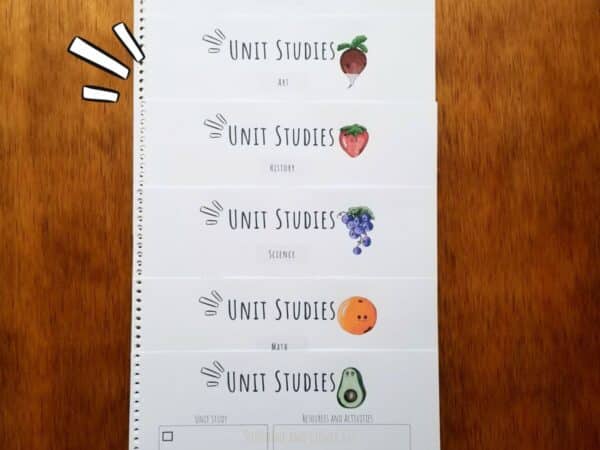 unit studies planning pages for homeschoolers includes a general planning page, math, geography, art, language arts, and more.