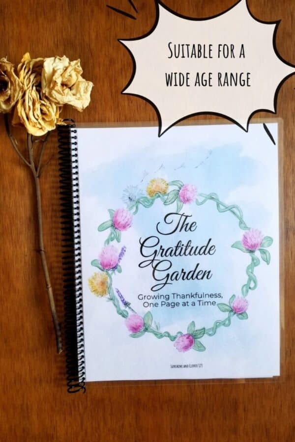The gratitude journal is suitable for a wide age range. The cover on this thankfulness journal has a hand illustrated flower design and is titled the gratitude garden.