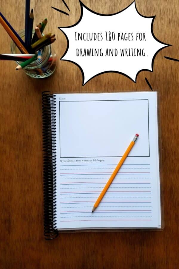 Journal with writing prompts for kids can be downloaded, printed and used right away. There are 180 journal prompts included in this printable journal for kids.