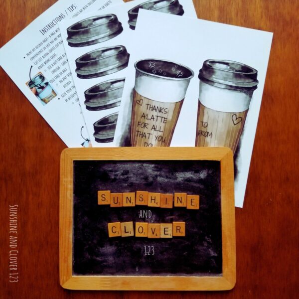 Thank you card for staff, teachers, and anyone who loves coffee by Sunshine and Clover 123.