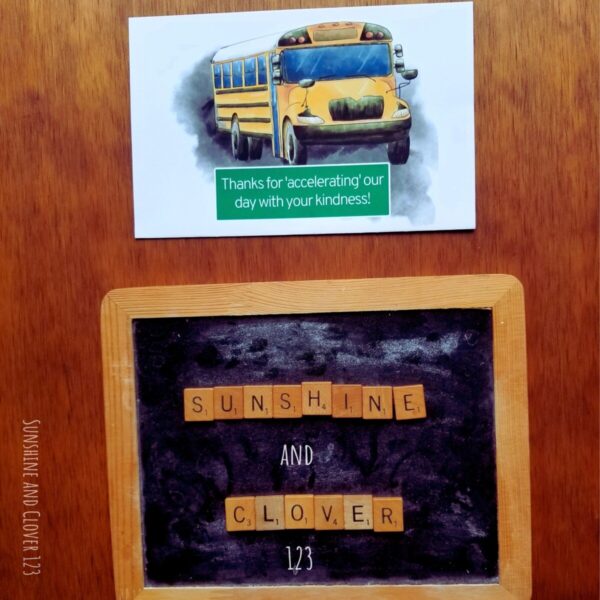 Gift card holder for school bus drivers by Sunshine and Clover 123.
