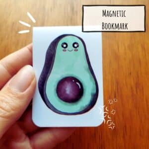 Magnetic bookmark is cute avocado design.