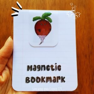 Magnetic bookmark with hand illustrated radish.