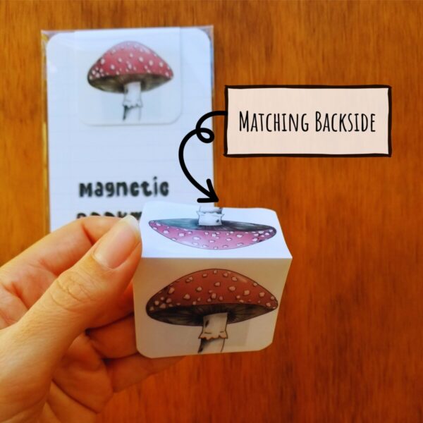 Cute magnetic bookmark includes a matching backside.