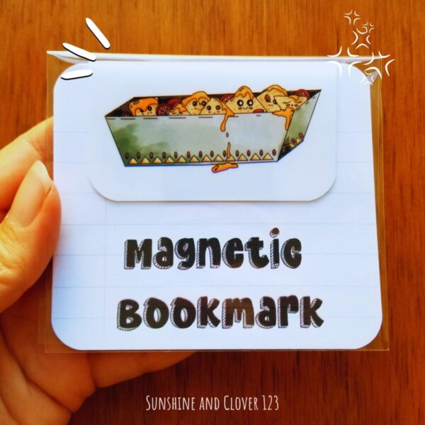 cute magnetic bookmark with hand illustrated kawaii nachos.